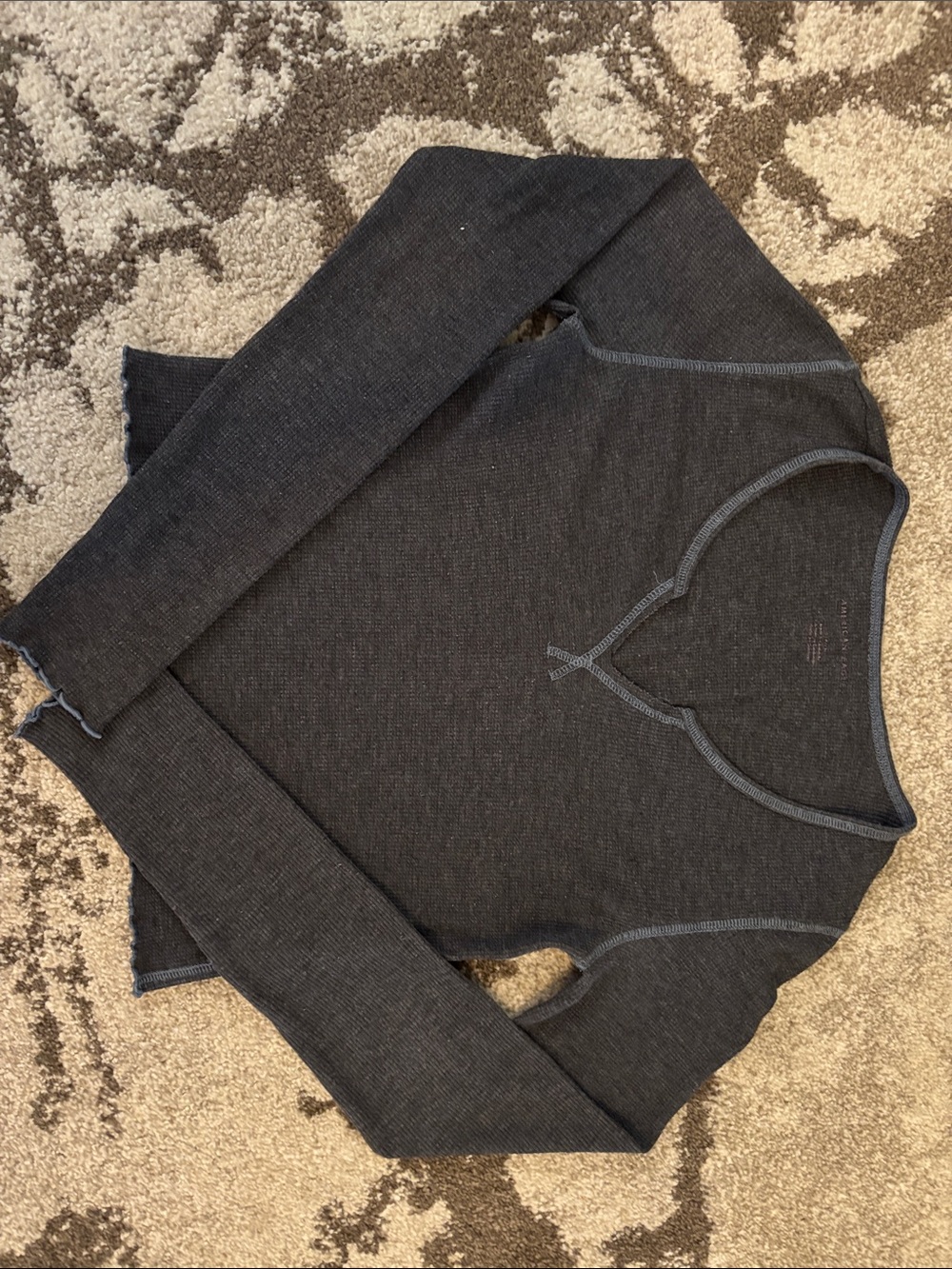 American Eagle - Waffle Knit Notch Neck Long Sleeve Top!!